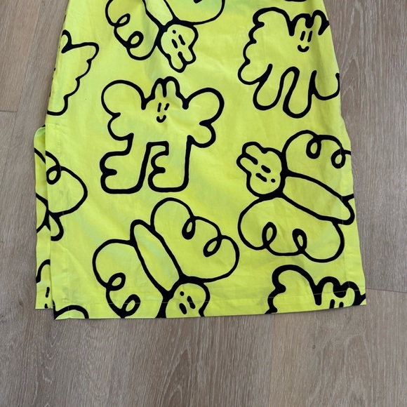Lazy Oaf Butterfly Novelty Print Cut Out Midi Dress Neon Yellow Sz 2 Art to Wear - Picture 10 of 14